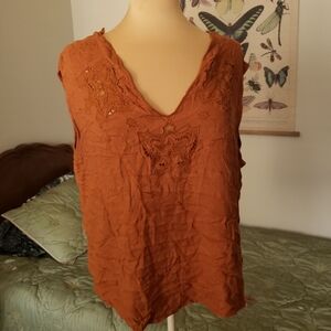 Idyllwind Miranda Lambert Orange Lace Sleeveless Top
